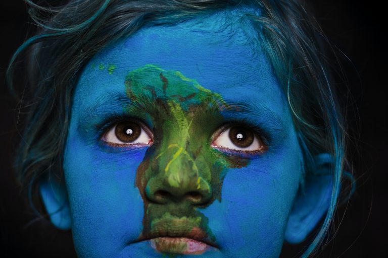 Child of the earth looking to future